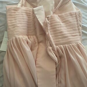 Blush pink/baby pink long halter Bridesmaid dresses - chiffon